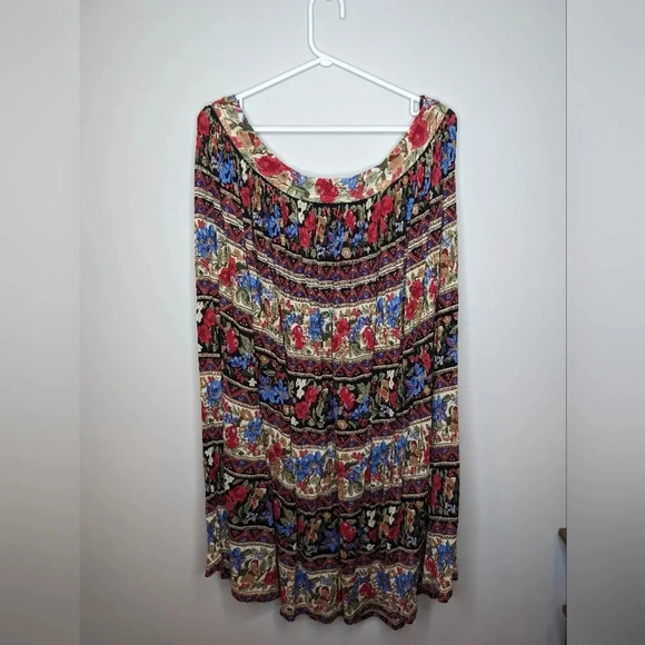 Vintage  Sag Harbor Hippie Boho Floral Print Black Pilgrim Skirt Women Medium - Picture 5 of 7